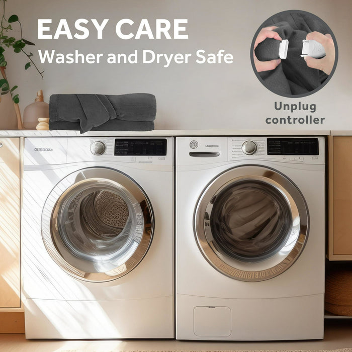 Sunbeam Electric Heated Throw Blanket Oversize Grey stone Microplush 4 Heat Settings - new