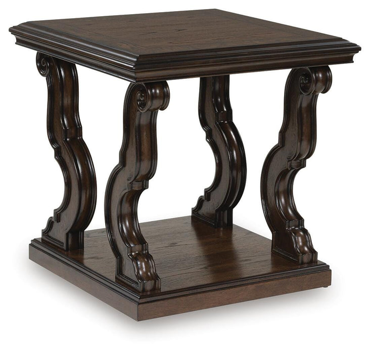 Maylee Dark Brown Square End Table