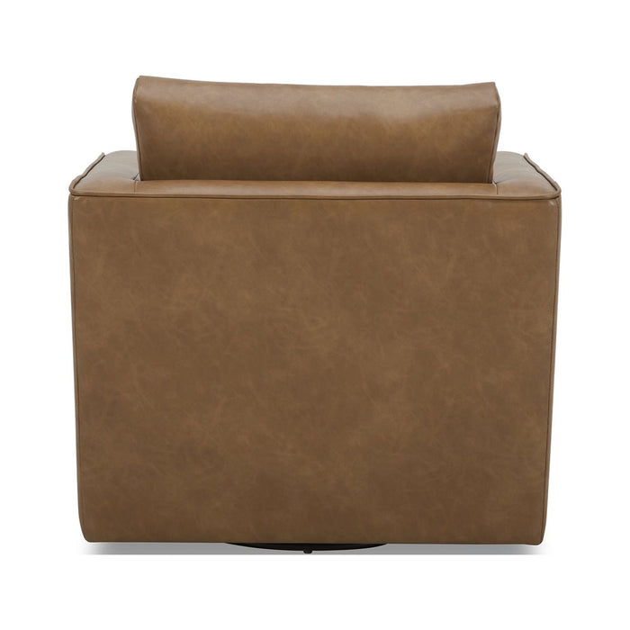 Better Homes & Gardens Steele Swivel Accent Chair, Camel Faux Leather - new