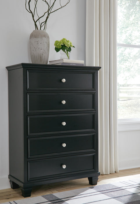 Lanolee Black Five Drawer Chest