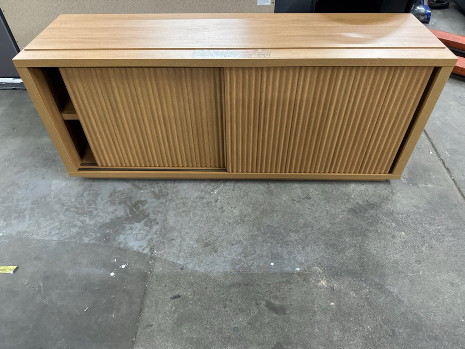 Beautiful Fluted TV Stand for TVs up to 70 by Drew Barrymore, Warm Honey Finish - new