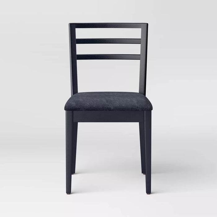 Set of 2 Ladder Back Dining Chair With Padded Seat Black - Room Essentials™