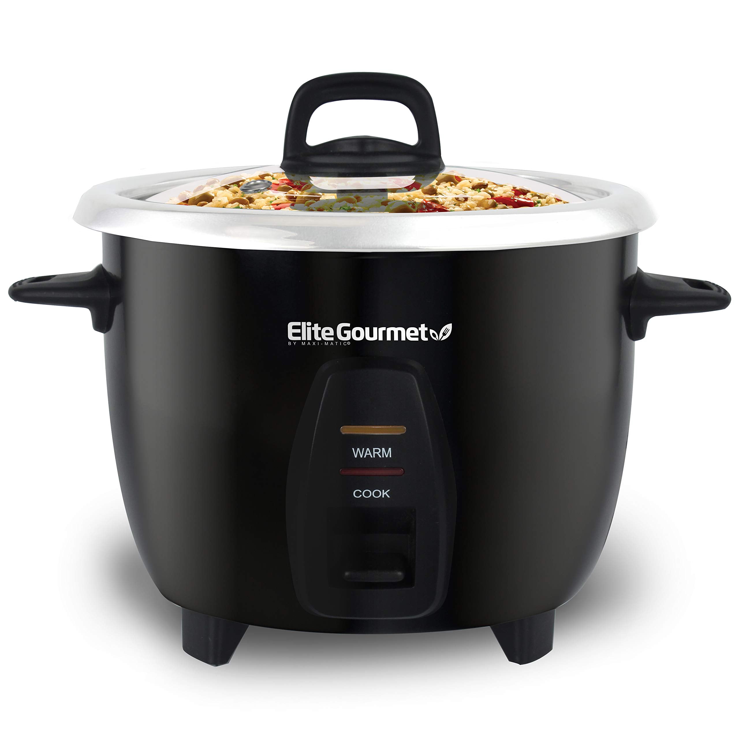 Elite Gourmet ERC2010B Electric Rice Cooker with Stainless Steel Inner Pot Makes Soups, Stews, Porridge's, Grains and Cereals, 10 cups cooked (5 Cups uncooked), Black - new