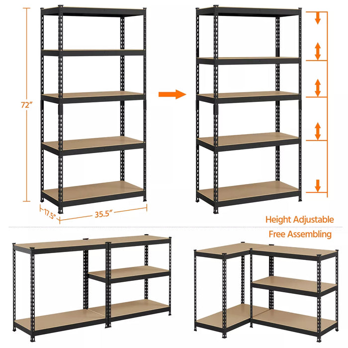 Yaheetech 5-Tier Utility Storage Shelves Garage Metal Shelving Unit - new