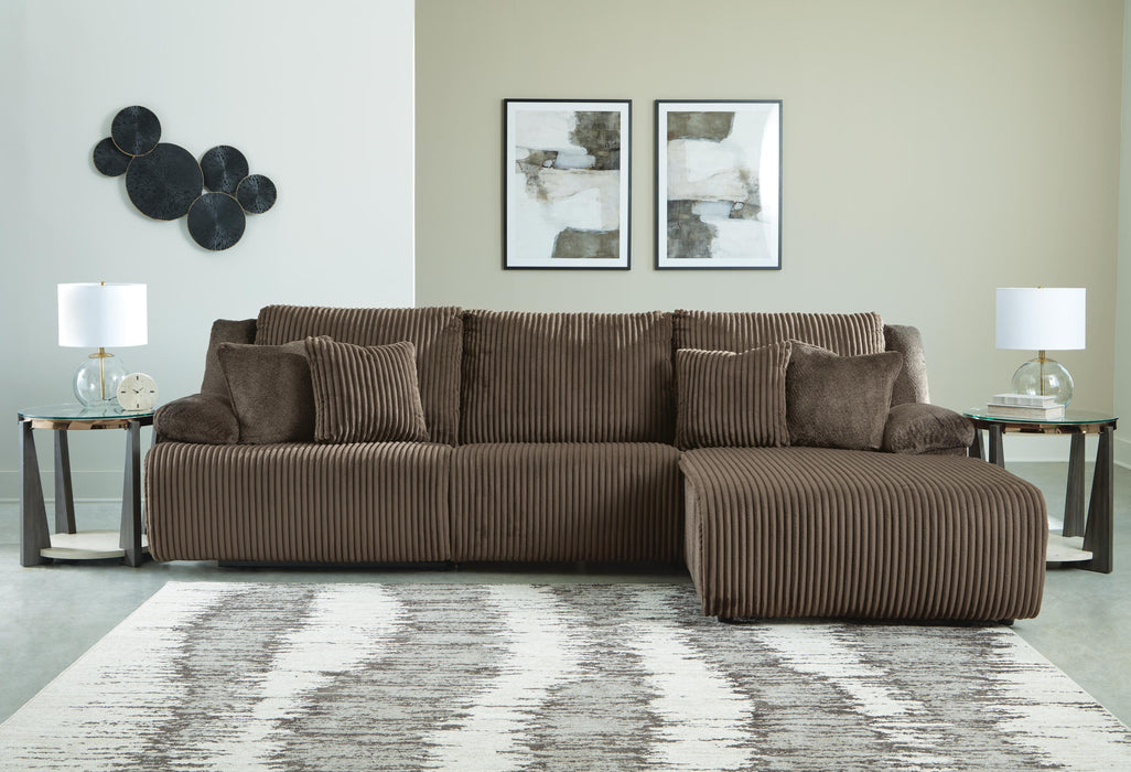 Top Tier Chocolate Top Tier 3-Piece Reclining Sectional Sofa Chaise