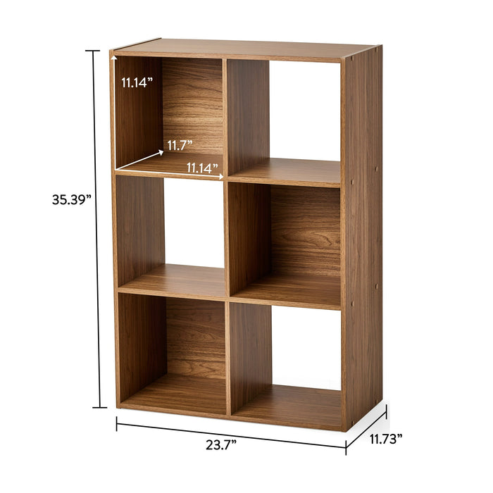 Mainstays 6 Cube Storage Organizer, Warm Walnut - open_box