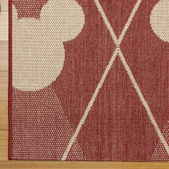 Mickey Mouse Outdoor Rug Argyle Red Grain - open_box