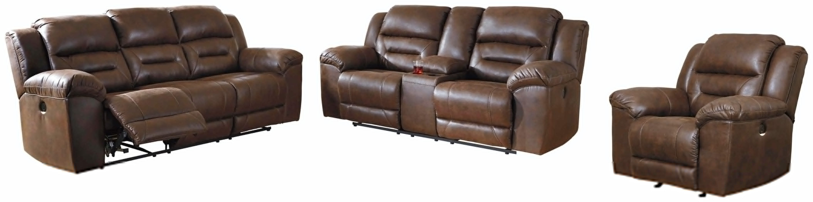 Stoneland Chocolate Stoneland Sofa, Loveseat and Recliner