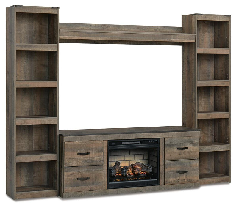 Trinell Brown Trinell 4-Piece Entertainment Center with Electric Fireplace