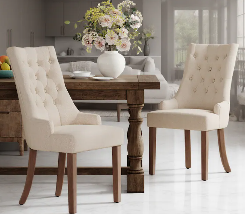 Pavilion Upholstered Dining Chairs Set of 2, Fabric Side Dining Room Chairs with Tufted Button - new
