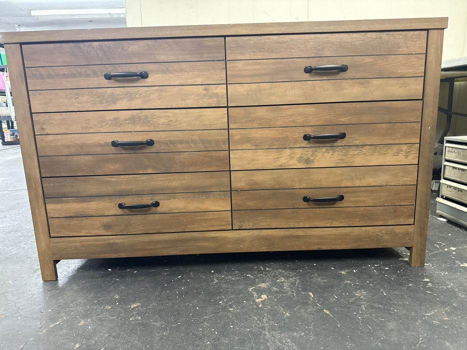 Lancaster Wood 6 Drawer Dresser, Knotty Oak, by Hillsdale Living Essentials - new