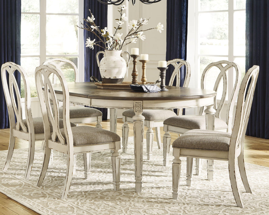Realyn Chipped White Realyn Dining Table and 6 Chairs