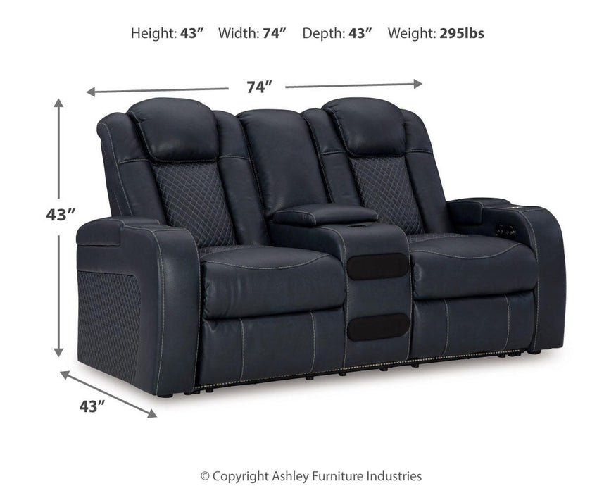 Fyne-Dyme Sapphire Fyne-Dyme Power Reclining Loveseat with Console