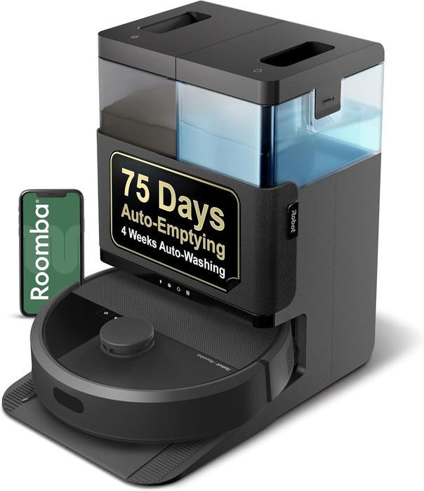 iRobot Roomba Plus 405 (G185) Combo Robot Vacuum & Mop with AutoWash Dock - Spinning Mop Pads, Self-Empties, Pad Washing & Drying, Self-Cleaning, Pad-Lift, LiDAR Navigation | Spinning pads, LiDAR navigation, pad washing and drying, self-cleaning