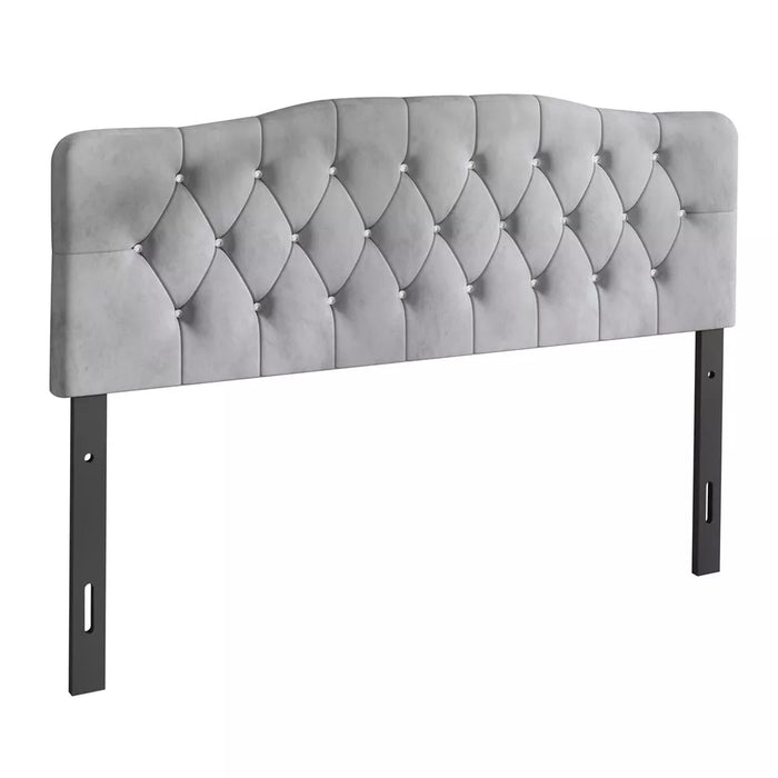 ChaletPosh Twin Size Upholstered Headboard Silver Grey Velvet - new