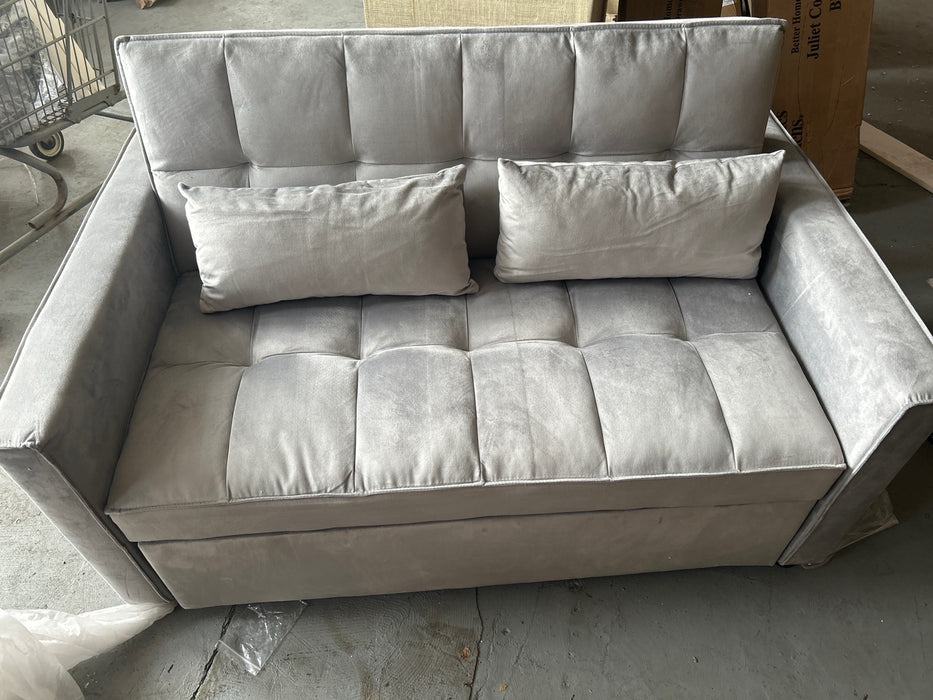 Rophefx 3-in-1 Pull Out Sofa Bed, Futon Sofa, Convertible Velvet Sleeper Chair Bed for Living Room, Light Grey - new