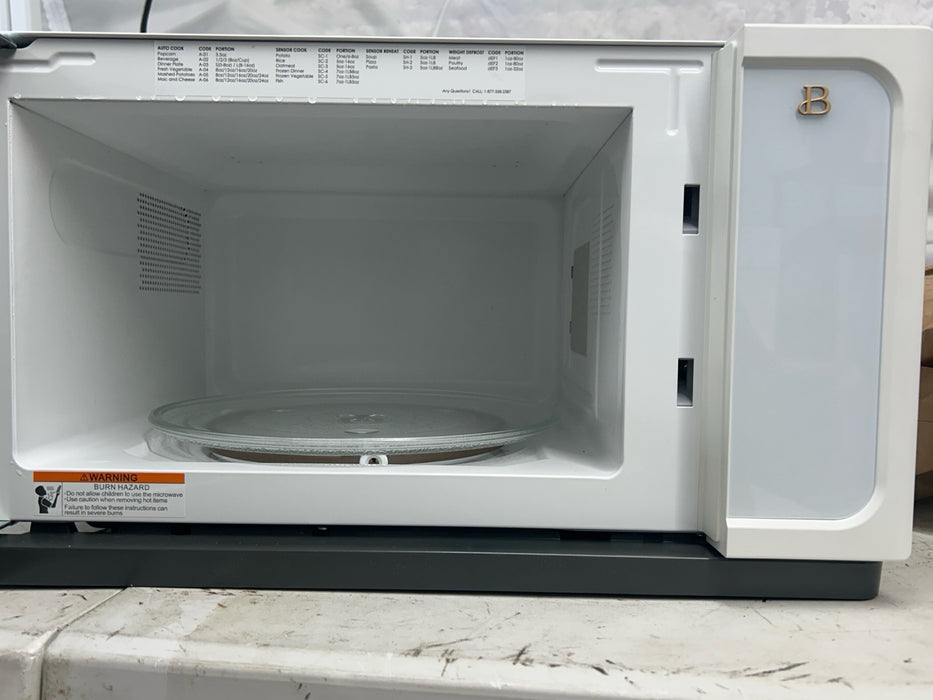 Beautiful 1.1 Cu ft 1000 Watt, Sensor Microwave Oven, White Icing by Drew Barrymore, New - new