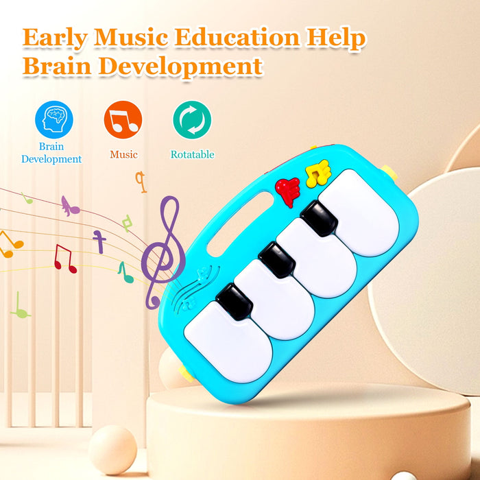 AOKESI Musical Baby Gyms Play Mats, Funny Play Piano Tummy Time Baby Activity Gym Mat with 5 Infant Learning Sensory Baby Toys, Music and Lights, Baby Play Mat for Infant 0 to 12 Months+, Green - new