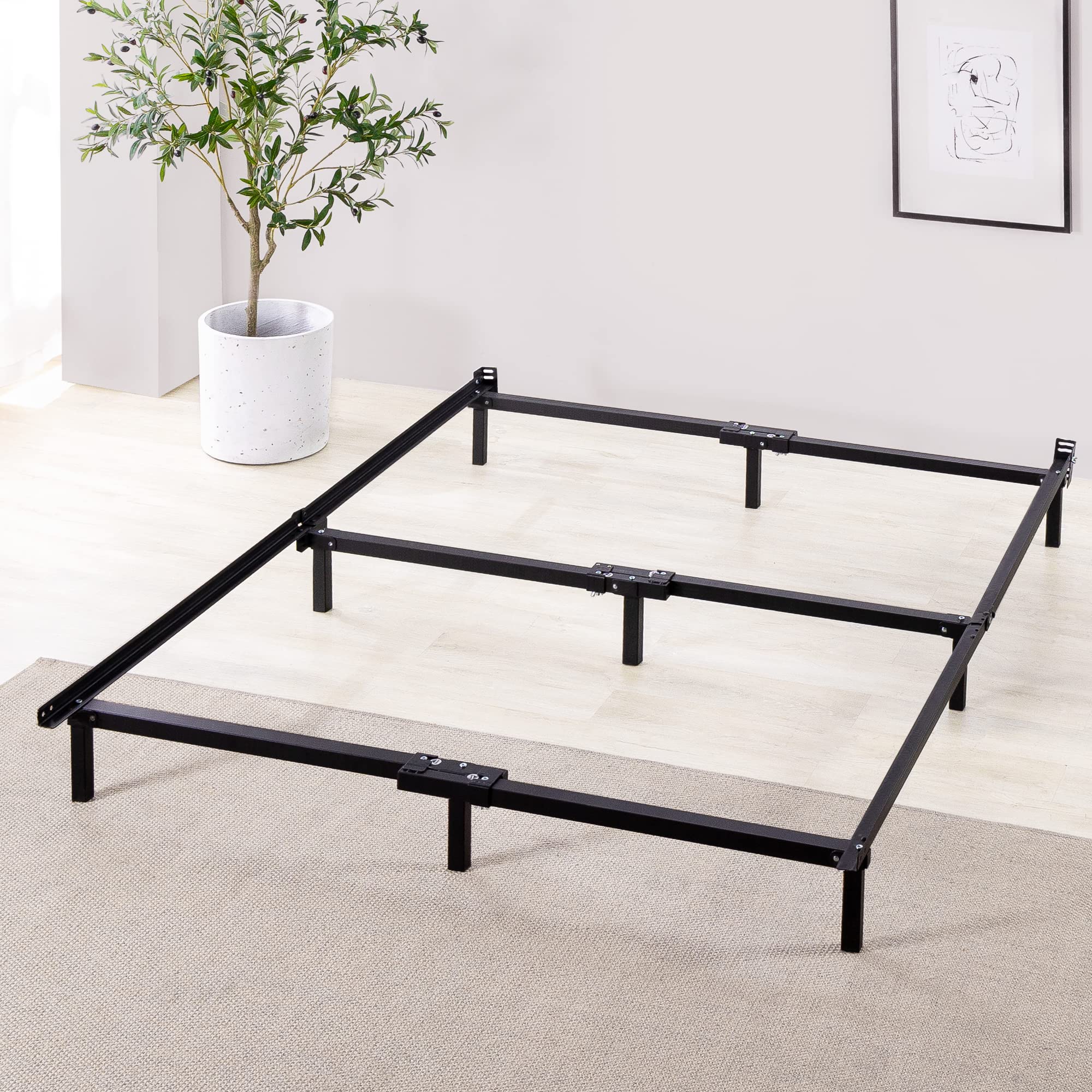 ZINUS Compack Metal Bed Frame, 7 Inch Support Bed Frame for Box Spring and Mattress Set, Black, California King - open_box