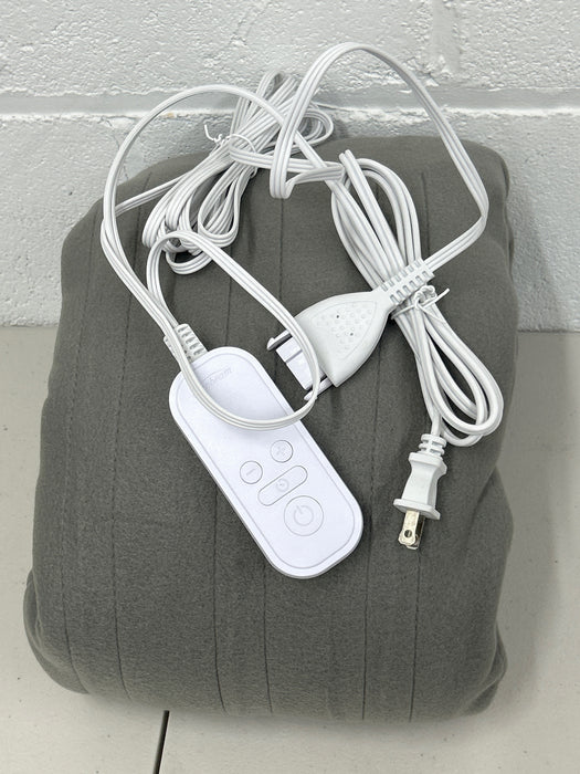 Sunbeam Electric Heated Bed Blanket Gray Soft Brushed Fleece 12 Heat Settings Full 84 x 72 - new