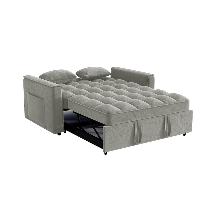 Rophefx 3-in-1 Pull Out Sofa Bed, Futon Sofa, Convertible Velvet Sleeper Chair Bed for Living Room, Light Grey - new