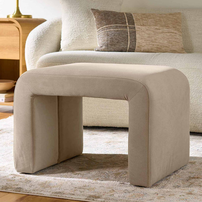 Better Homes & Gardens Juliet Velvet Waterfall Ottoman, Beige - new