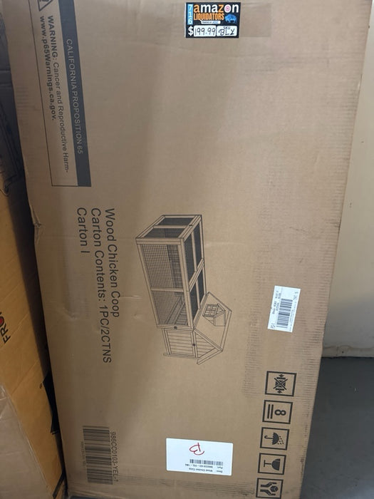 Hanover Outdoor Elevated Wooden Chicken Coop with Ramp, 3 Chicken Capacity, Large Wire Mesh Run, Waterproof Roof, Removable Tray - new