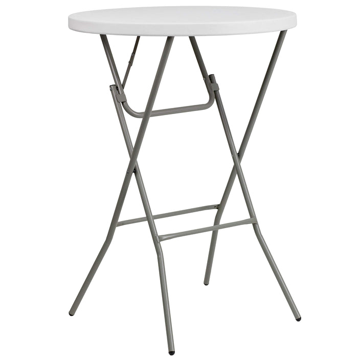 Flash Furniture Elon 2.6-Foot Round Granite White Plastic Bar Height Folding Table, Set of 1 - open_box