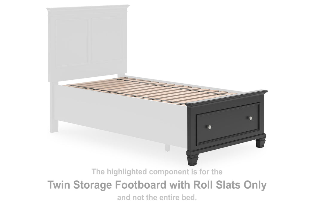 Lanolee Black Twin Storage FTBD w/Roll Slats
