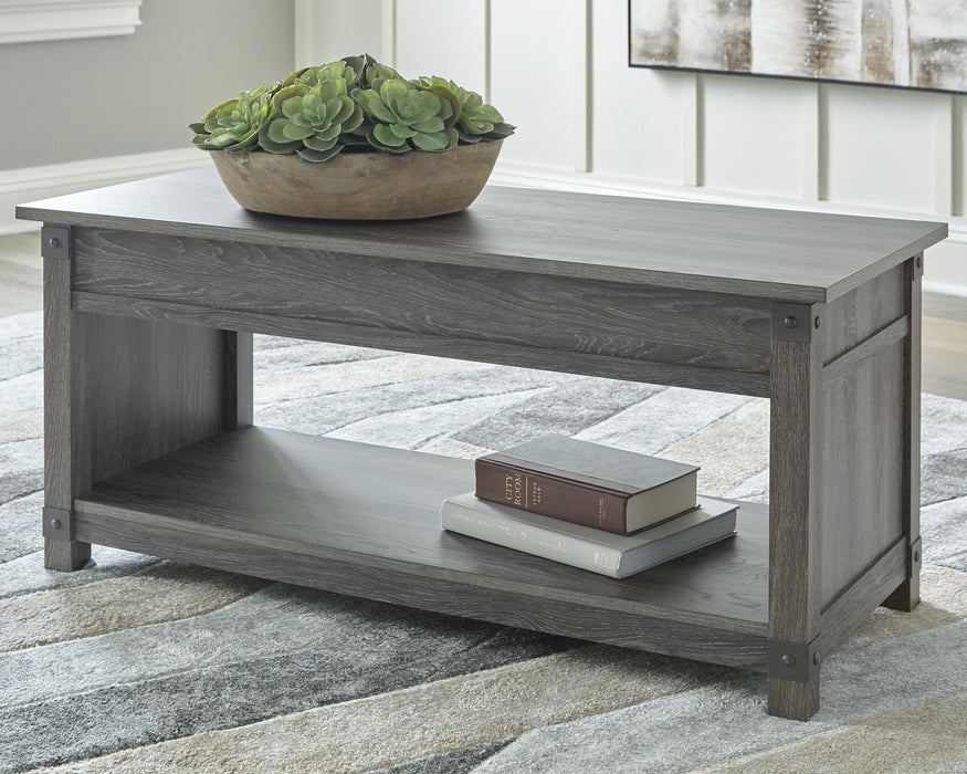 Freedan Grayish Brown Rect Lift Top Cocktail Table