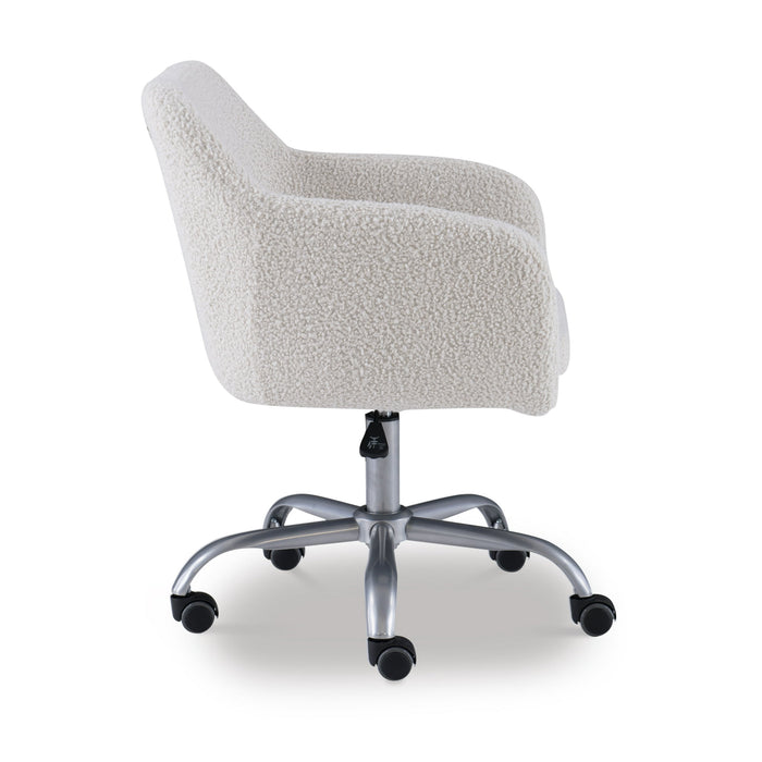 Linon Bannock Mid Back Task Chair with Adjustable Height and Swivel, Silver/White Sherpa - new
