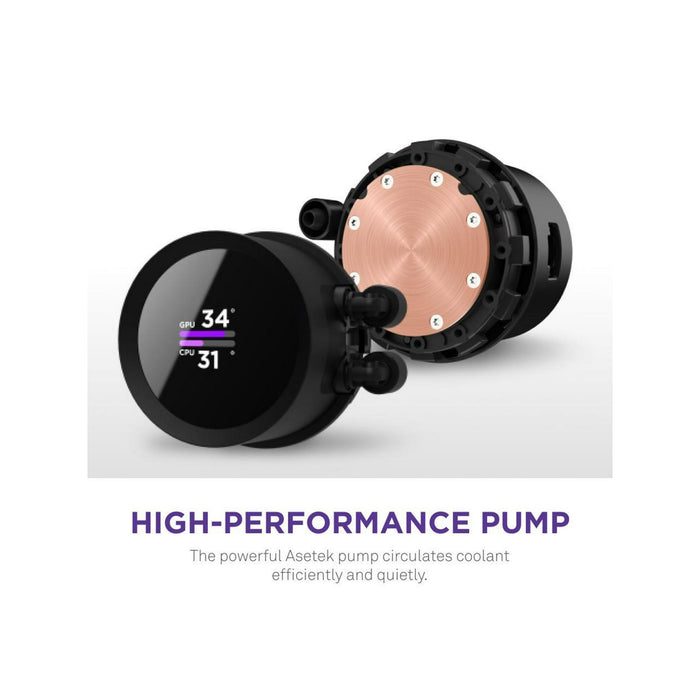 NZXT Kraken 240mm - RL-KN240-B1 – AIO CPU Liquid Cooler - LCD Display - 2 x F120P Static Pressure Fan Radiator Fans LGA 1700 / AM5 Compatible - open_box