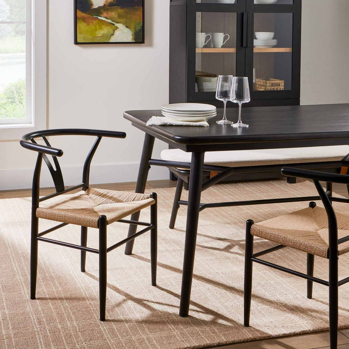 Better Homes & Gardens Springwood Wishbone Chair 2 Pack, Metal Base with Black Finish - new