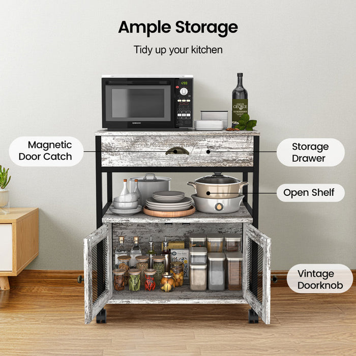 3 Tiers Kitchen Coffee Cart With Drawer - new