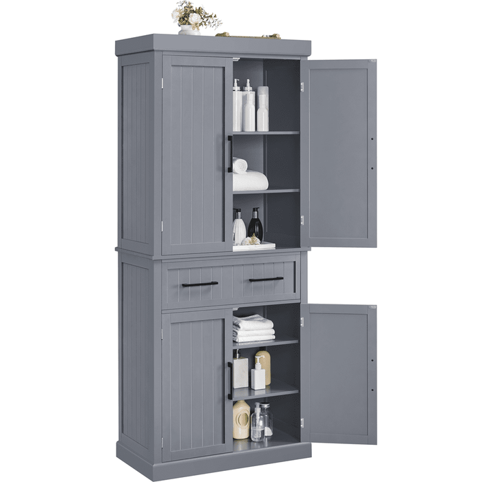 Renwick 72.5'' H Freestanding Pantry Cabinet with Doors and Adjustable Shelves,Dark Gray - use_like_new