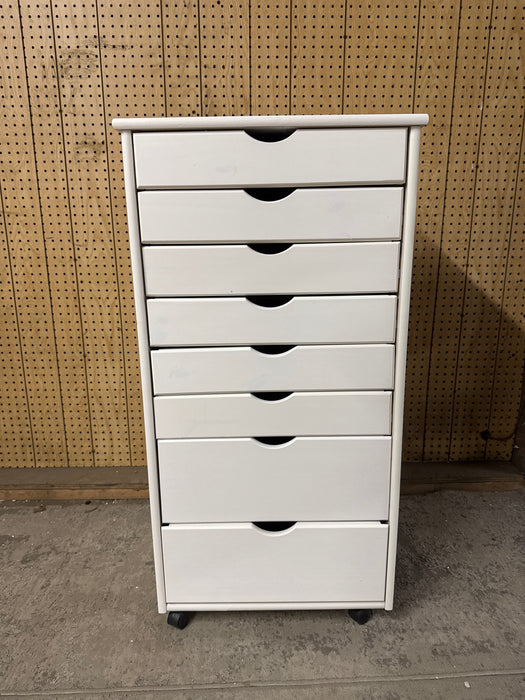 Jela Original Roll Cart, Solid Wood, 6+2 Drawer Extra Wide Drawers Roll Carts, White - new