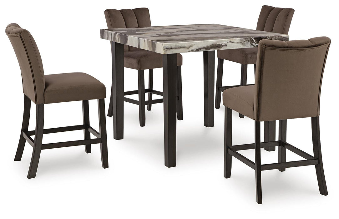 Jazmore Dark Brown/Beige Jazmore Counter Height Dining Table and 4 Barstools