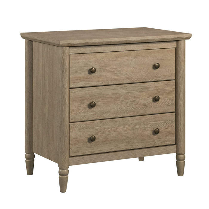 My Texas House Monroe 3 Drawer Nightstand with USB, Brushed Oak Finish - new