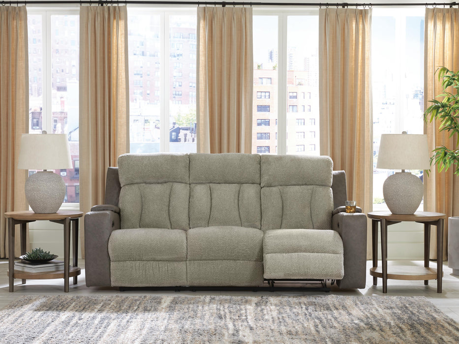 Stately Check Sisal PWR REC Sofa with ADJ Headrest