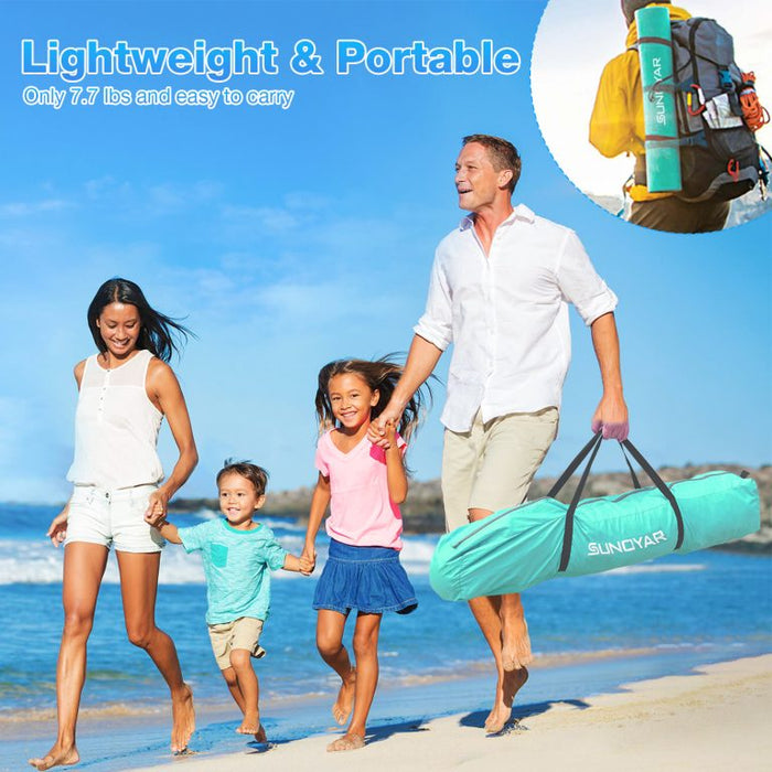 Beach Tent, 4-6 Person Pop-up Beach Tent Sun Shelter, UPF 50+ UV Protection Portable Waterproof Beach Tent, Sunshade with Extendable Floor for Family, Fishing, Camping, Green - new