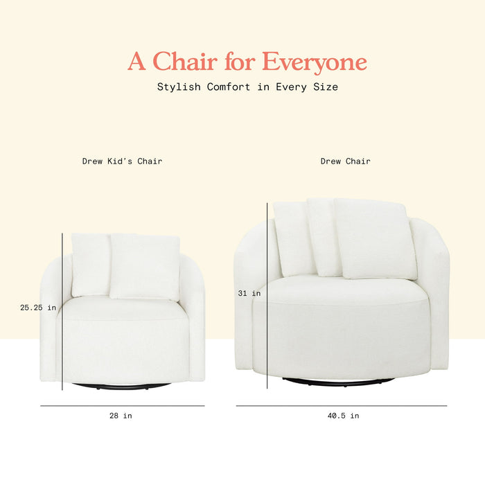 Beautiful Drew Kids Accent Chair by Drew Barrymore, Cream Boucl Fabric - new