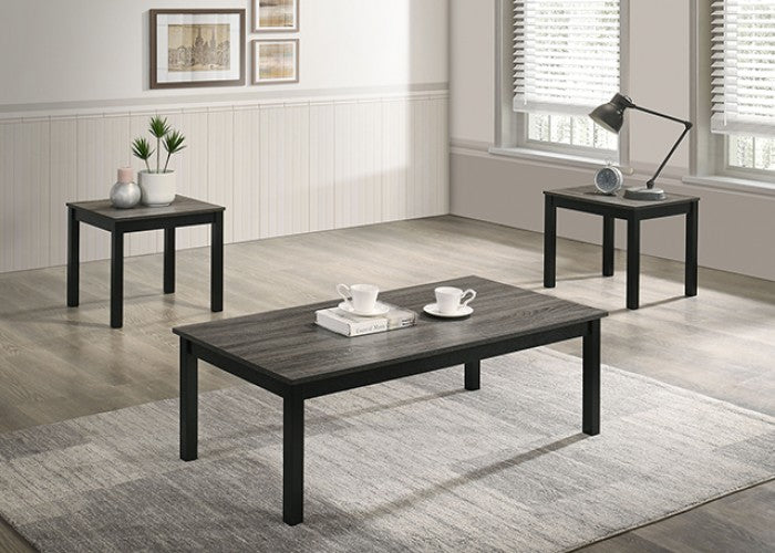 FM42900GY-3PK 3 pc Findlay grey finish wood faux wood finish top coffee and end table set -