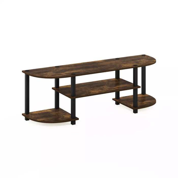 Furinno Wide TV Stand Entertainment Center for TV's up to 55" with Open Bookcases Shelves Amber Pine/Black - new