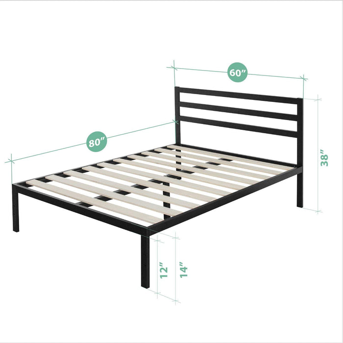 Zinus Mia 38" Metal Platform Bed Frame with Headboard, Queen - new