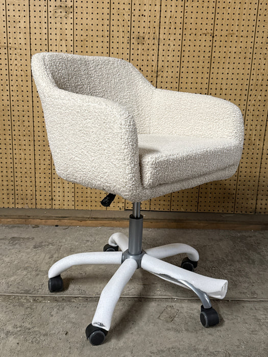 Linon Bannock Mid Back Task Chair with Adjustable Height and Swivel, Silver/White Sherpa - new