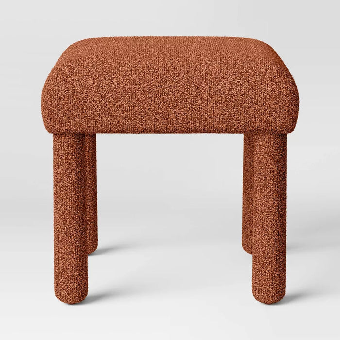 Upholstered Square Stool Ottoman Rust Boucle - Room Essentials™