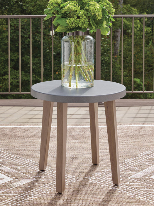 Francis Beach Natural/Gray Round End Table