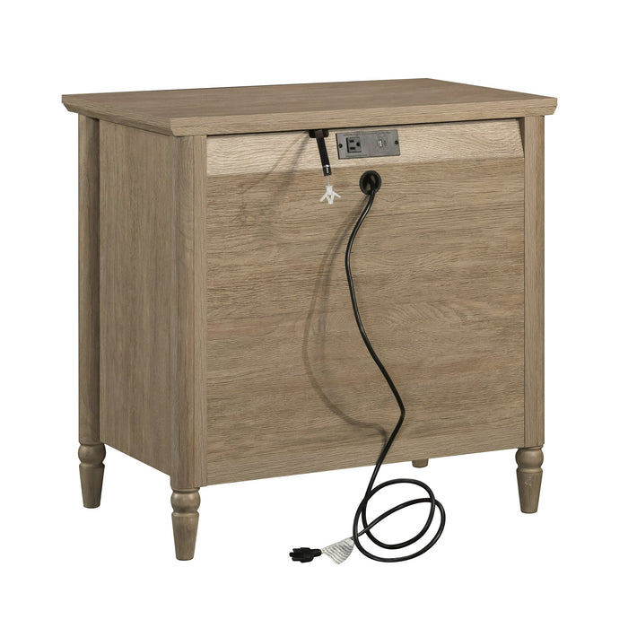 My Texas House Monroe 3 Drawer Nightstand with USB, Brushed Oak Finish - new