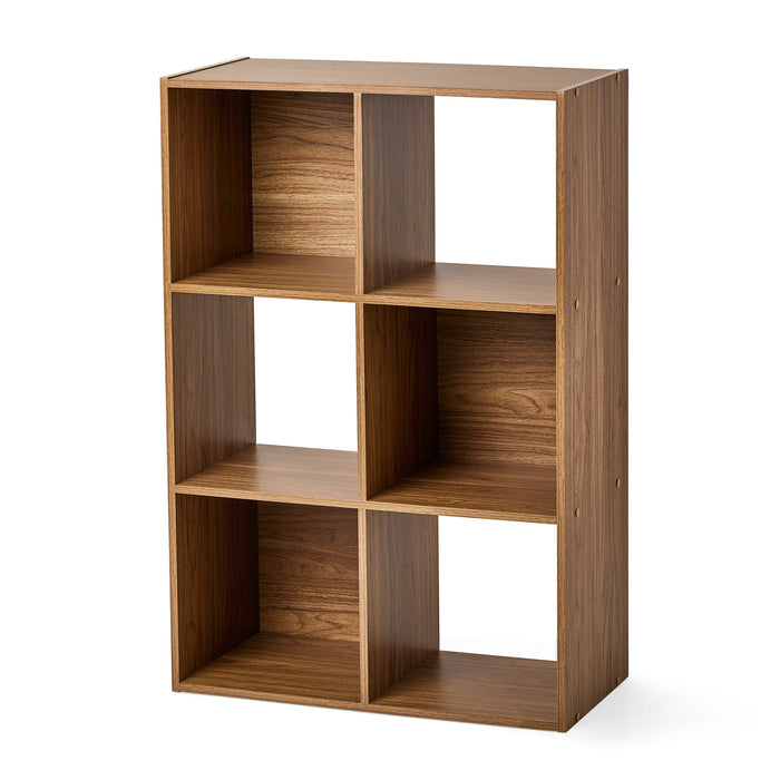 Mainstays 6 Cube Storage Organizer, Warm Walnut - open_box