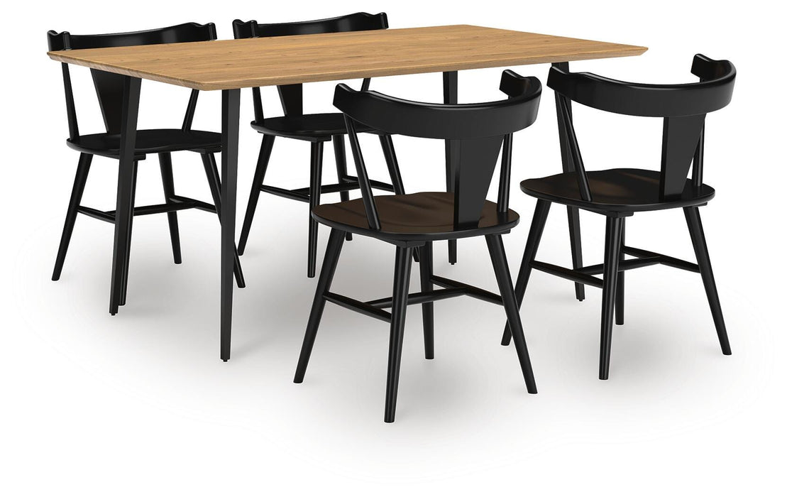 Gretlynn Black/Natural Gretlynn Dining Table and 4 Chairs